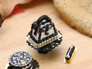 Black & White Halloween Handbag Cake - 12th Scale Miniature Food