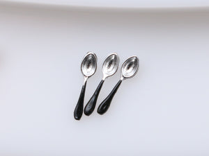 Set of Three Dessert Spoons, choose from Orange or Black - Halloween / Autumn Dollhouse Miniature