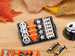 Halloween Cookies - Jack Skellington, Pumpkin Pie Slice, Glowing Stars, Fishbones - Miniature Food