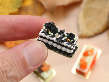 Load image into Gallery viewer, Rectangular Miniature Halloween Cake, Black Flowers and Butterflies - 12th Scale Dollhouse Food