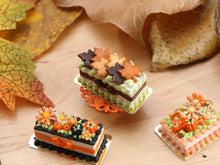 Load image into Gallery viewer, Rectangular Miniature Autumn Leaf Cake - 12th Scale Dollhouse Food