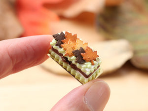 Rectangular Miniature Autumn Leaf Cake - 12th Scale Dollhouse Food