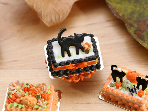 Black Cat Cookie Halloween Cake - 12th Scale Handmade Dollhouse Miniature Food