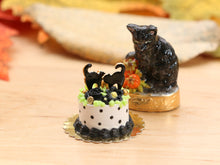 Load image into Gallery viewer, Black Cat and Flowers Round Cake - Handmade Autumn Halloween Miniature Dollhouse Food