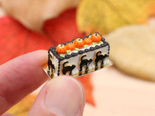 Load image into Gallery viewer, Black Cat and Pumpkin Rectangular Cake - Handmade Autumn Halloween Miniature Dollhouse Food