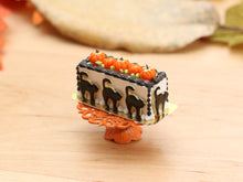 Load image into Gallery viewer, Black Cat and Pumpkin Rectangular Cake - Handmade Autumn Halloween Miniature Dollhouse Food