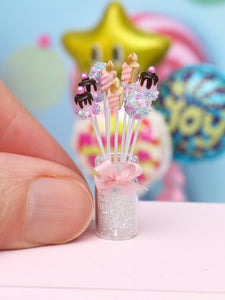 Birthday Cake Pops - Tiny Drip Cakes and Candles - Handmade Miniature Food