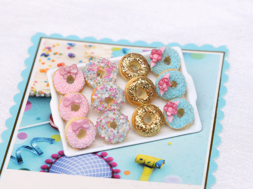Tray of Decorated Miniature Donuts - Birthday Collection - Miniature Food