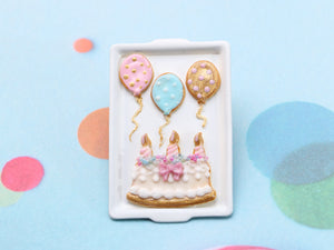 Big Birthday Cake and Balloon Cookies - Handmade Miniature Food