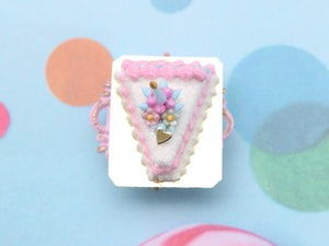 Cake in the shape of a Slice of Birthday Cake w/candle - Handmade Miniature Food