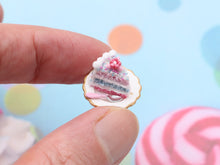 Load image into Gallery viewer, Pink and Blue Layer Cake w/ Serving and Knife - Handmade Miniature Food