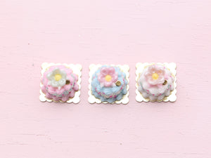 Floral and Cream Genoise - Birthday Collection - Choice of 3 - Handmade Miniature Food