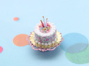 Birthday Cake with 3 Candles - Handmade Miniature Food