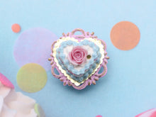 Load image into Gallery viewer, Heartshaped Cake - Dark Pink Rose, Blue Cream - Birthday Collection - Handmade Miniature Food