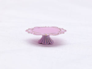 Pink and Gold Filigree Metal Pedestal Cake Stand - 12th Scale for Dollhouse