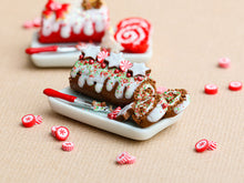 Load image into Gallery viewer, Christmas Gingerbread Swiss Roll Yule Log - Miniature Food