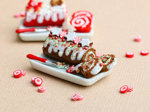 Christmas Gingerbread Swiss Roll Yule Log - Miniature Food