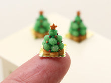 Load image into Gallery viewer, Green Truffle Mini Pièce Montée Christmas Tree French Pastry - Handmade Miniature Food in 12th Scale