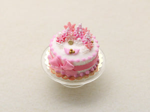 Pink Forest Christmas Cake - Handmade Miniature Food