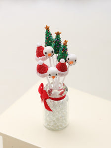 Christmas Cake Pops with Glass Presentation Jar - Set 2 - Miniature Food