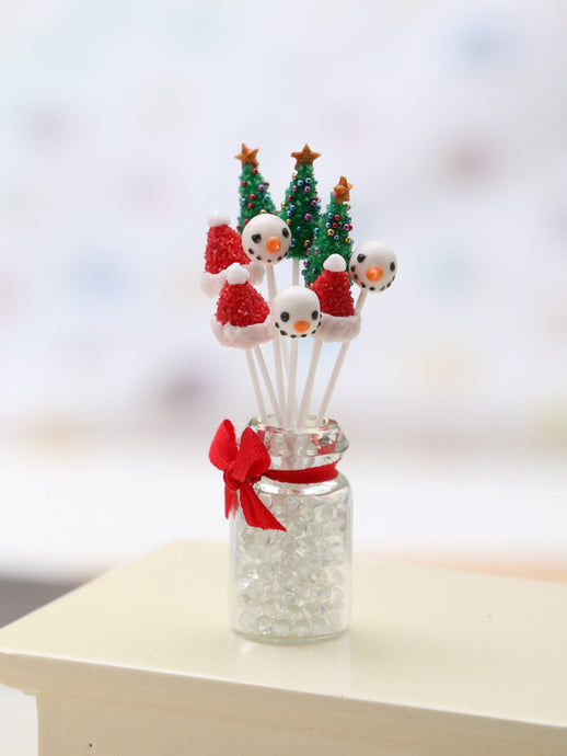 Christmas Cake Pops with Glass Presentation Jar - Set 2 - Miniature Food
