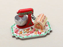 Load image into Gallery viewer, Christmas Cookie House Preparation Board with Kitchen Aid-type Mixer OOAK - Miniature Food