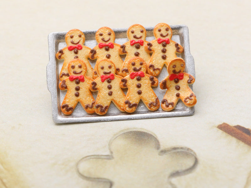 Tray of Cookie Men - One Escaping! (Chocolate Frosting) - Handmade Miniature Food