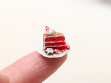 Load image into Gallery viewer, Christmas Goûter / Dessert Teatime Set for Two with Cake, Slices, Cappuccino, Teapot - Handmade Miniature Food