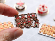 Load image into Gallery viewer, Tray of Gingerbread Cookie Men - One Escaping! - Handmade Miniature Food