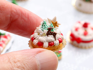 Christmas St Honoré French Pastry Dessert - Deer in Snowy Forest - OOAK Hand made Miniature Food