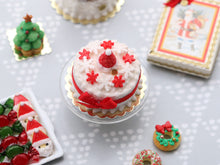 Load image into Gallery viewer, Santa hat and Snowflakes Miniature Christmas Cake - Handmade Miniature Food
