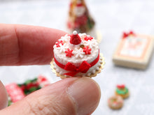 Load image into Gallery viewer, Santa hat and Snowflakes Miniature Christmas Cake - Handmade Miniature Food