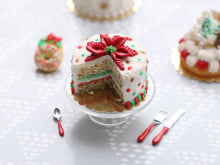 Load image into Gallery viewer, Beautiful Poinsettia Christmas Confetti Cake (Cut Open) - Handmade Miniature Food in 12th Scale