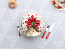 Load image into Gallery viewer, Beautiful Poinsettia Christmas Confetti Cake (Cut Open) - Handmade Miniature Food in 12th Scale