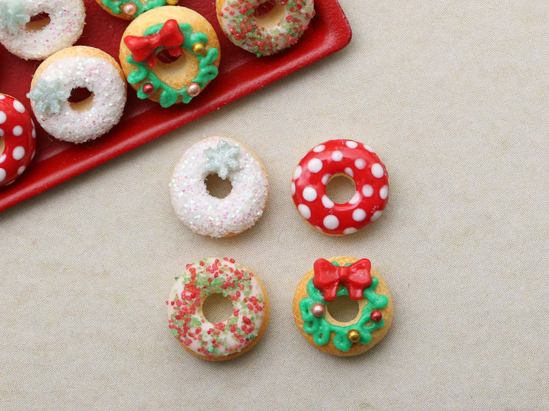 Four Designs of Individual Luxury Christmas Donuts - Miniature Food