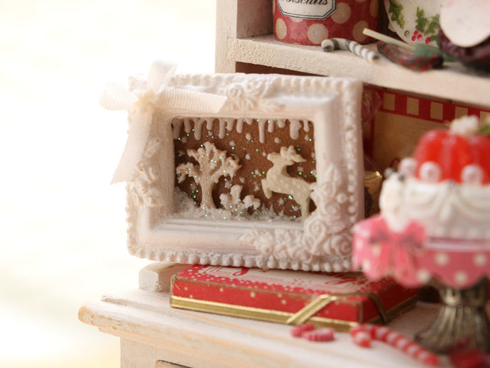 Christmas Cookie Scene - Reindeer in the Snow - Handmade Miniature Decoration