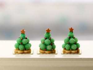 Green Truffle Mini Pièce Montée Christmas Tree French Pastry - Handmade Miniature Food in 12th Scale