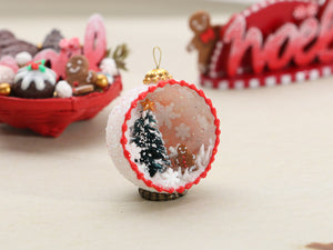 Panoramic 12th Scale Dollhouse Miniature Christmas Bauble Decoration - OOAK - Christmas Tree and Gingerbread Man