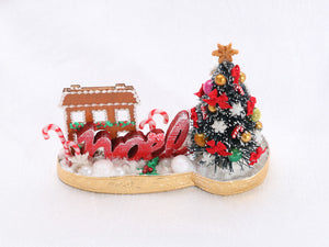 Noel Christmas Decoration - OOAK - House and Tree - Handmade Miniature Decoration