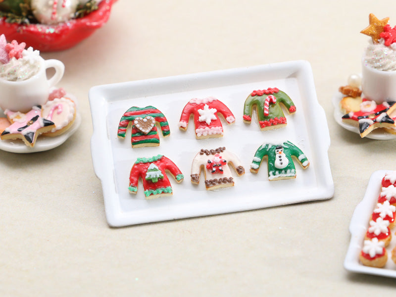 Novelty Christmas Sweater Cookies Display - Handmade Miniature Food