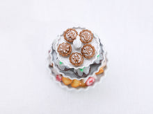 Load image into Gallery viewer, Christmas Cookies, Puddings and Gingerbread Mince Pies on Three-tiered Cake Stand - Handmade Miniature Food