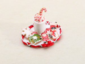 Tray of Christmas Cookies with Cappuccino - Handmade Miniature Food