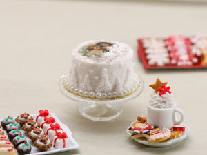 Nostalgic White Christmas Cake - Handmade Miniature Food
