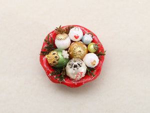 Presentation of Christmas Tree Baubles in Bowl - OOAK - Handmade Miniature