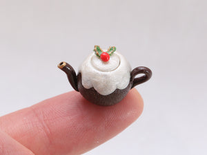 Decorative Christmas Pudding teapot - Handmade Miniature