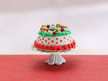 Load image into Gallery viewer, Ornate Filigree Metal Pedestal Cake Stand in Red or White - 12th Scale for Dollhouse