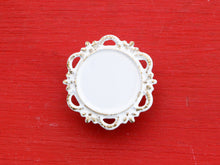 Load image into Gallery viewer, Ornate Filigree Metal Pedestal Cake Stand in Red or White - 12th Scale for Dollhouse