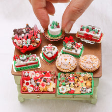 Load image into Gallery viewer, Heart-Shaped Christmas Cake with Santa - 12th Scale Dollhouse Miniature Food