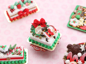 Christmas Cake with Santa and Wreath - 12th Scale Dollhouse Miniature Food