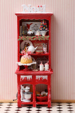 Load image into Gallery viewer, OOAK Christmas Kitchen Hutch Filled with Handmade Christmas Themed Miniatures